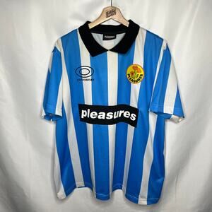 Pleasures Now Penalty Striped Collared Soccer Jersey Streetwear L